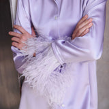 Silk Crystal Feather Lilac Shirt Dress