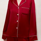 Cherry Red Silk Pyjama Set