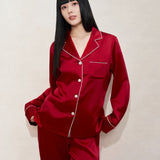 Cherry Red Silk Pyjama Set