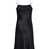 Pearl Black Silk Slip Mini Dress