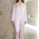 Pearl Collection Lace-Trimmed Silk Long Pyjama Set