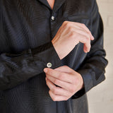 Black Long Sleeve Silk Pyjama Set