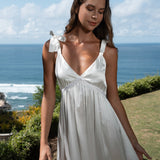 The Purity Series French Bow Long Lounge Gown