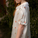 Strawberry Collection Kids' Strawberry Silk Puff Sleeve Short Set
