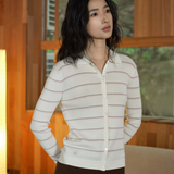 CloudKnit Striped Silk-Cotton Cardigan