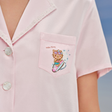 Silky Miracle x Hello Kitty Hawaii Vacation Series Short Sleeve Pink Pyjama Set