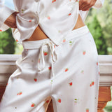 Strawberry Series Silk Lace Pyjama Long Set