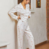 Strawberry Series Silk Lace Pyjama Long Set