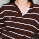 CloudKnit Striped Silk-Cotton Polo Top