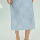 Blue Check Silk Nightgown