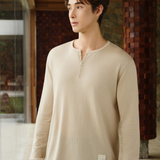 Cloudknit Men's Henley-Neck Silk-Cashmere Top