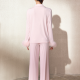 NUDE Modal-Silk Pyjama Set with Detachable Feather Trim