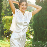 Strawberry Series Silk Short-Sleeve Top & Shorts Set