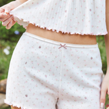 Strawberry Knitted Ruffle-Trim Cami Set