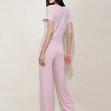 Pink Flared Silk Blend Pyjama Trousers