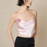 London Rose Silk Cropped Cami Top