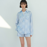 Blue Check Silk Shirt