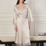 Oriental Collection Silk Lace Long Nightgown