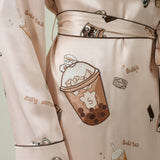 Boba Tea Cream Silk Robe