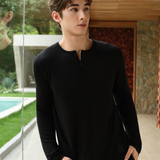 Cloudknit Men's Henley-Neck Silk-Cashmere Top