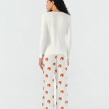 Maria Farrar Series Croissant Embroidered Crystal Long-Sleeve Knit