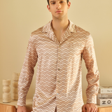 Men's Brown Monogram Print Pyjama Set