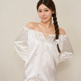 Petite Flower lace-trim long nightdress