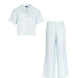 Blue Striped Short Sleeve Pyjama Set