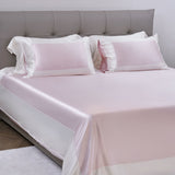 Blossom Pink and Pearl White Silk Bed Set
