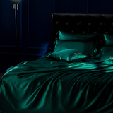 Emerald Green Silk Bed Set