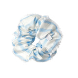 Sky Blue Stripe Silk Scrunchie
