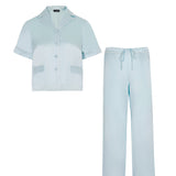 Sky Blue Short Sleeved Silk Pyjama Set