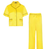 Lemon Yellow Short Sleeved Silk Pyjama Set