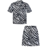 Zebra Print Black Short Silk Pyjama Set