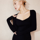 Crystal Black Long Sleeve Silk Velvet Maxi Dress