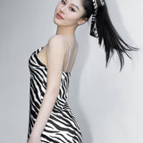 Zebra Print Silk Slip Mini Dress