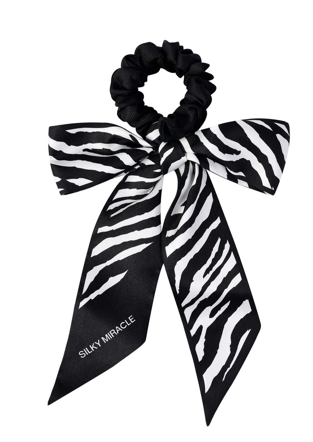 Zebra Print Black Bow Scrunchie