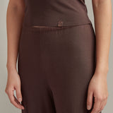 Chocolate Brown Silk Flared Trousers
