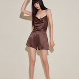 Chocolate Brown Silk Shorts Pyjama Set