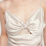Crystal Grey Heart Silk Slip Mini Dress