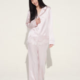 Shell Pink Lace and Silk Pyjama Set