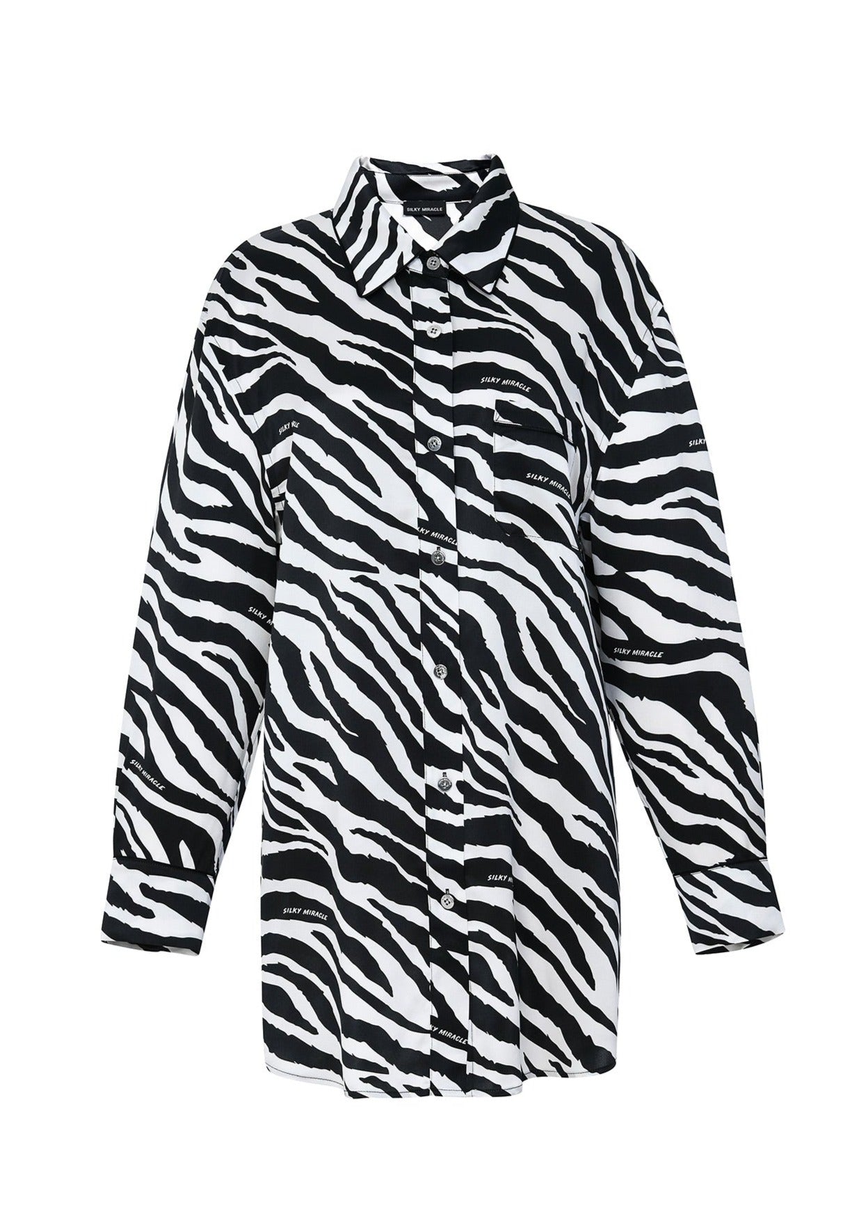 Zebra Print Silk Shirt Dress