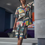 SILKY MIRACLE X BASQUIAT “Popeye has no Pork in his Diet” Silk Pyjama Set