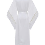 White Feather Silk Kimono Robe