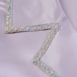 Pink Tweed Detail Tie Waist Silk Robe