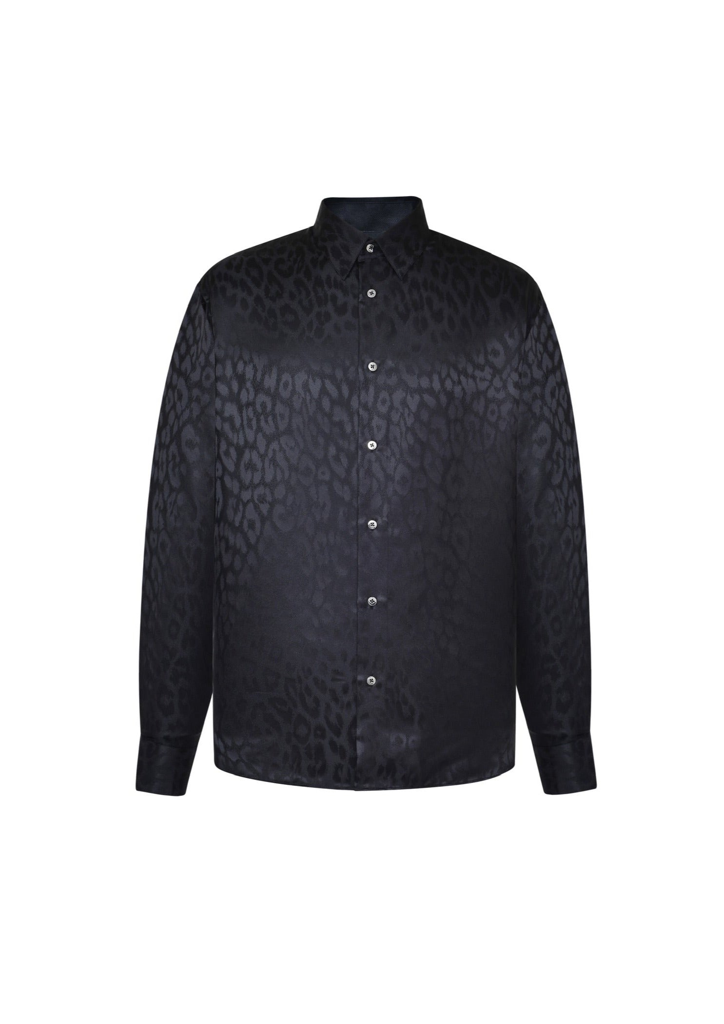 Black Leopard-Print Men's Shirt