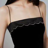 Black Velvet Silk Slip Mini Dress